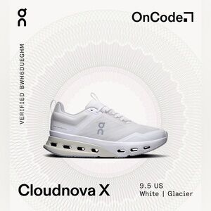 On Cloud Cloudnova X in Glacier White, Size 9.5